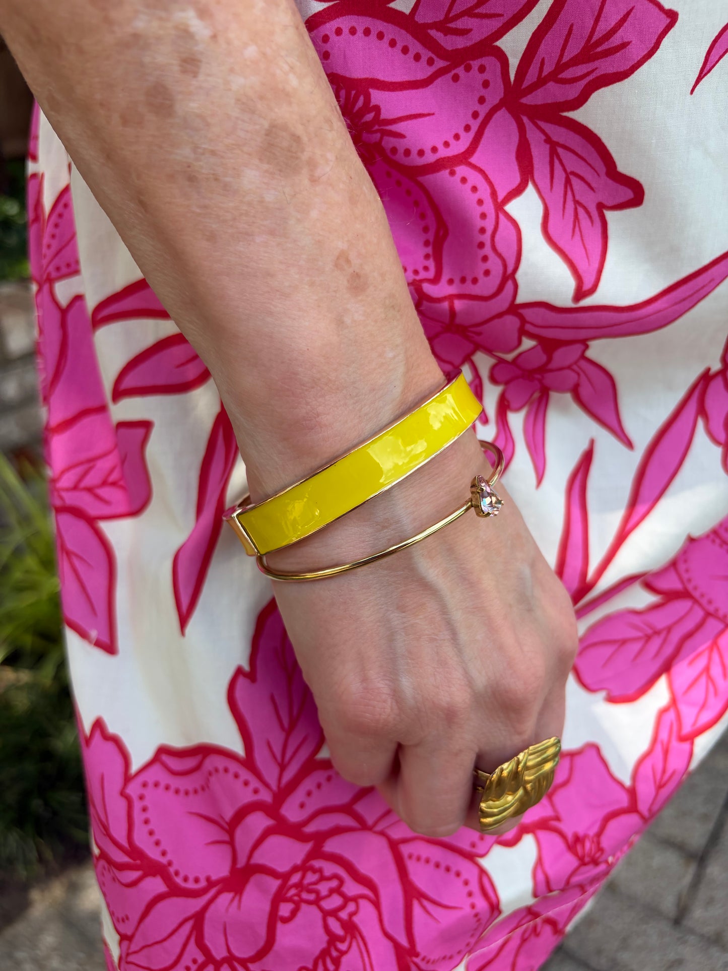 Elevated Enamel Bangle -Yellow