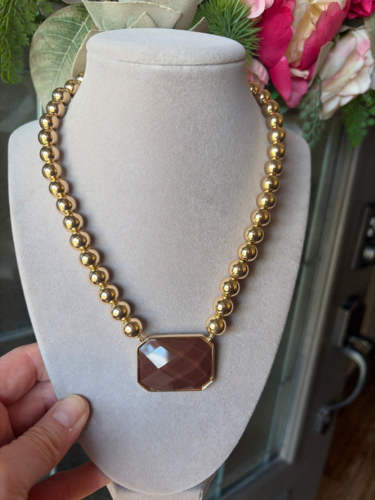 Brown & Gold Beaded Necklace