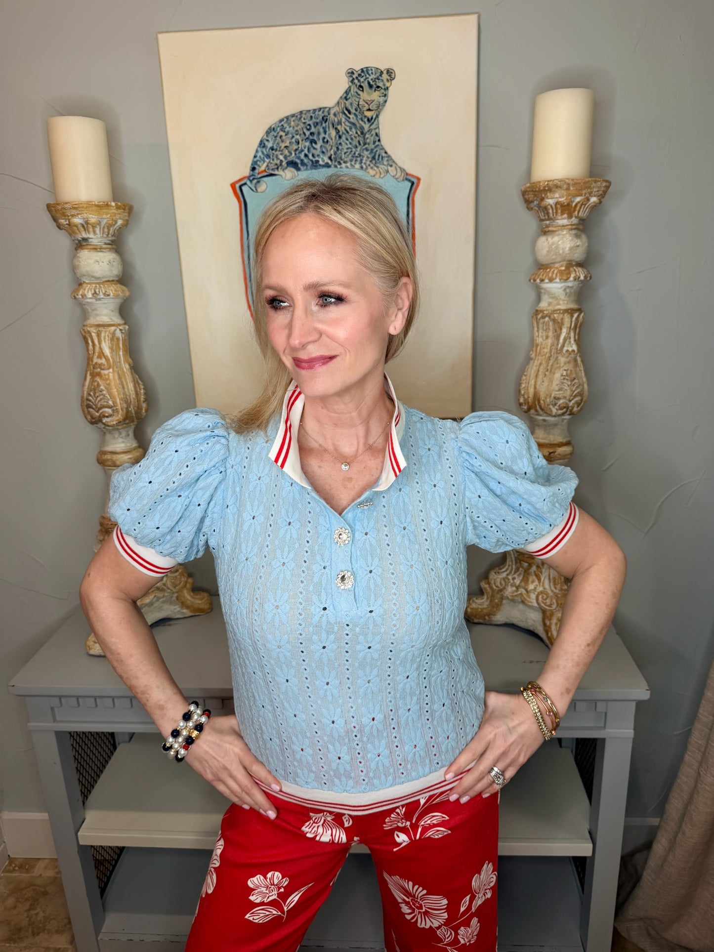 Carolina Prep Eyelet Blouse