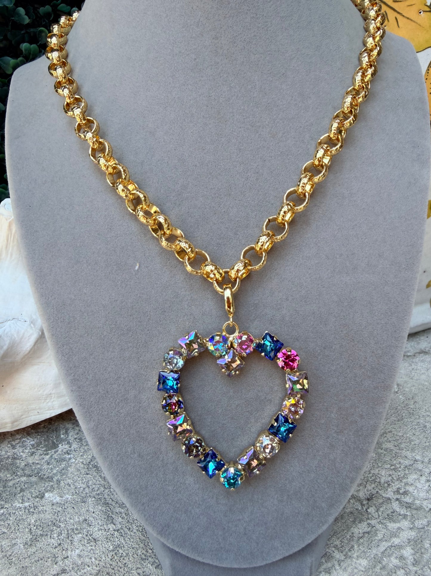 Blue Sea Heart Charm