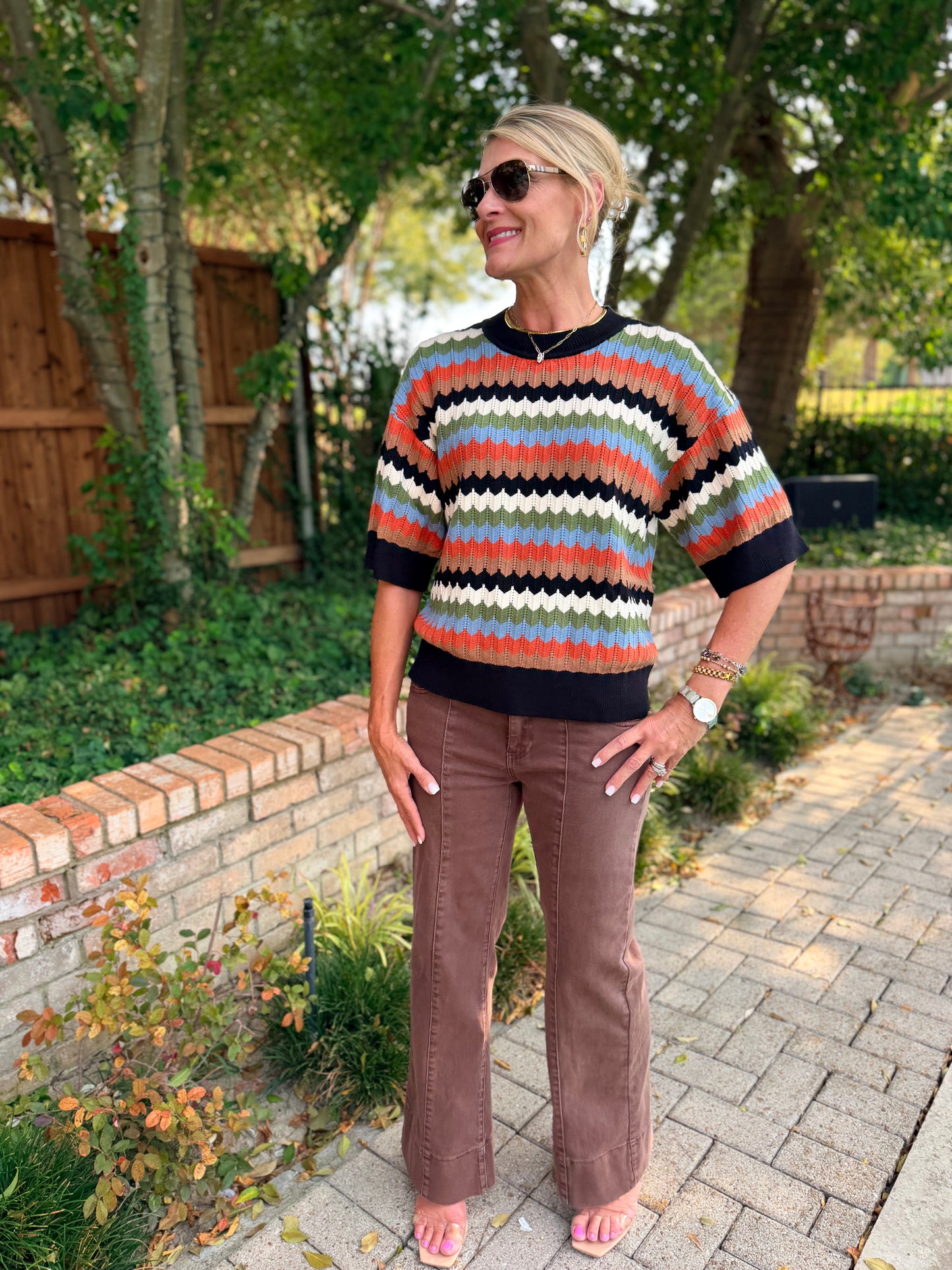 Fall in Full Color Chevron Striped Sweater