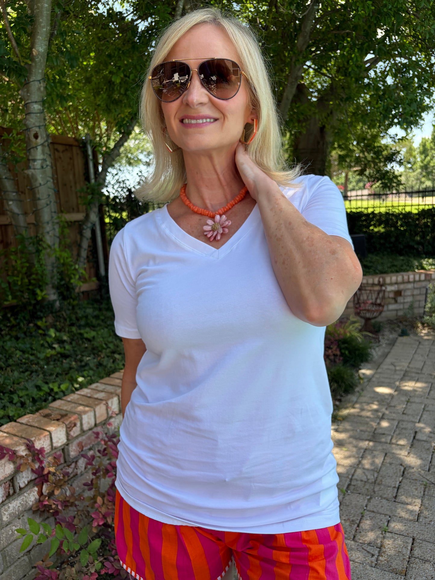 Every Day White Tee- V Neck