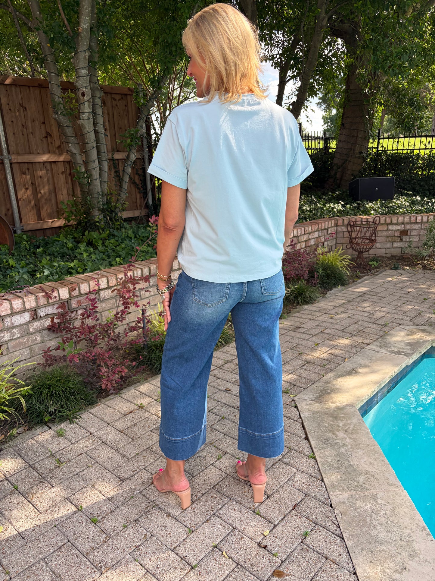 Powder Blue Raw Edge Tee
