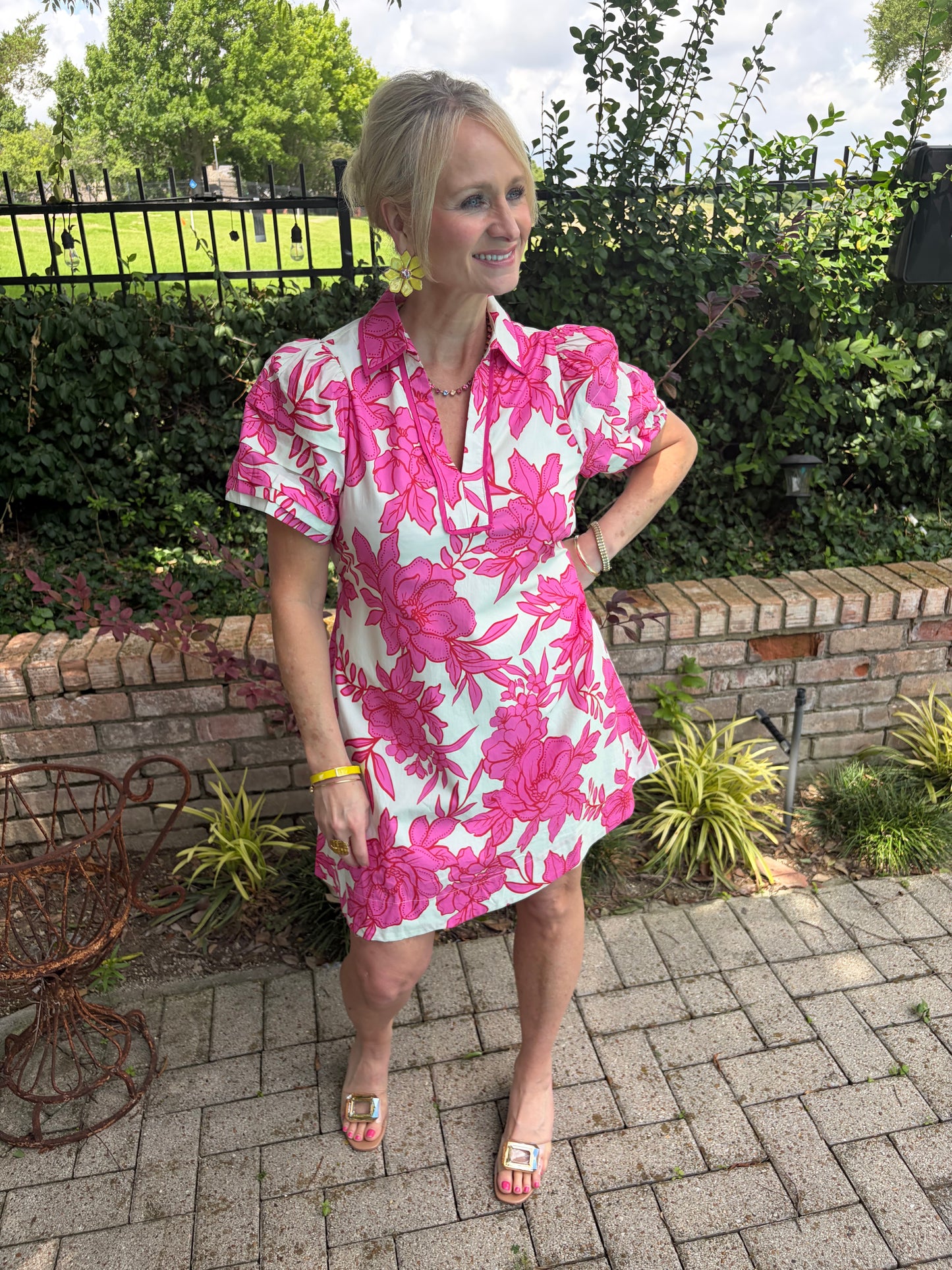 Pink Bloom Knee Length Dress