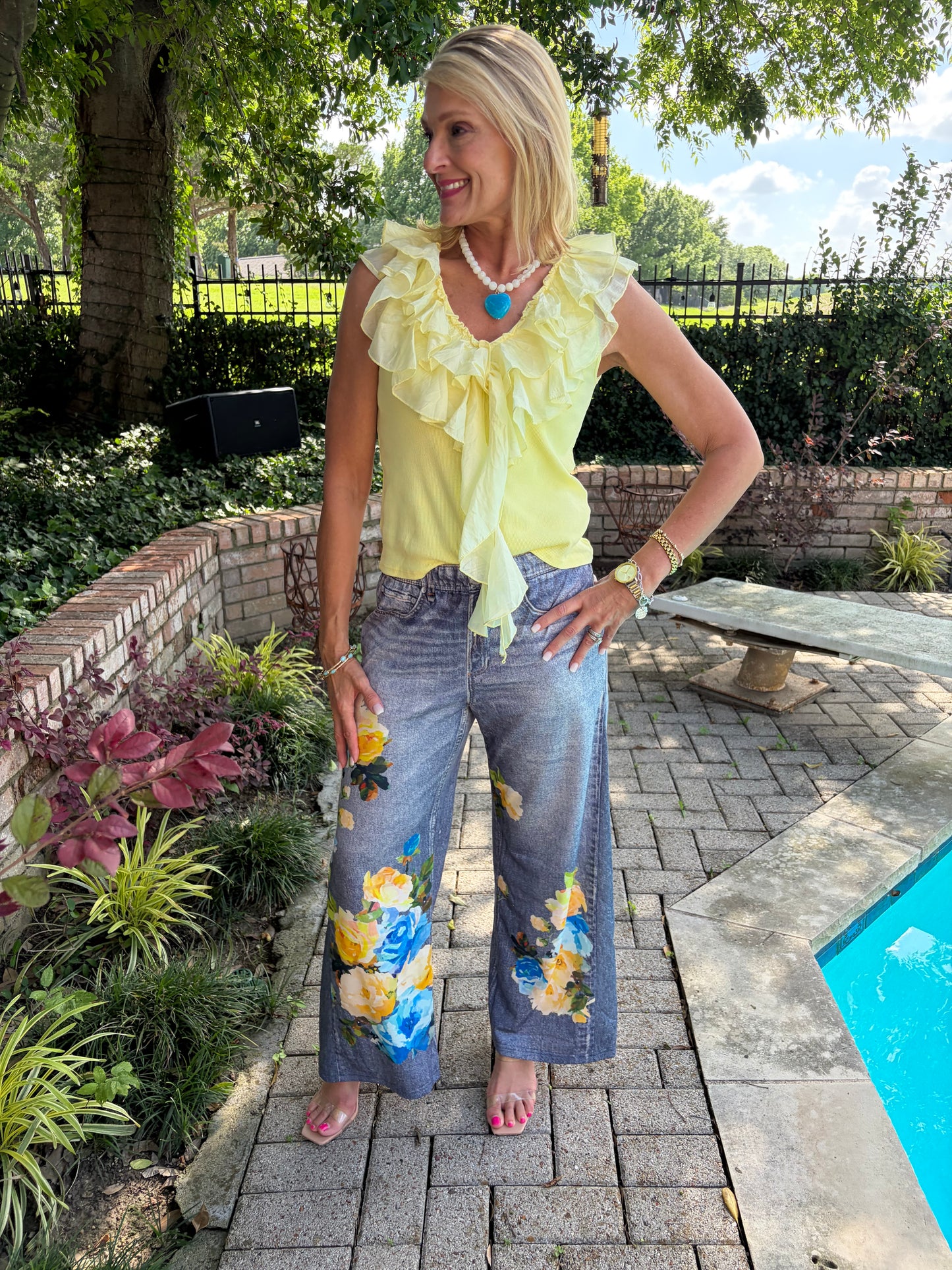 Italian Summer Ruffle Tank- Yellow