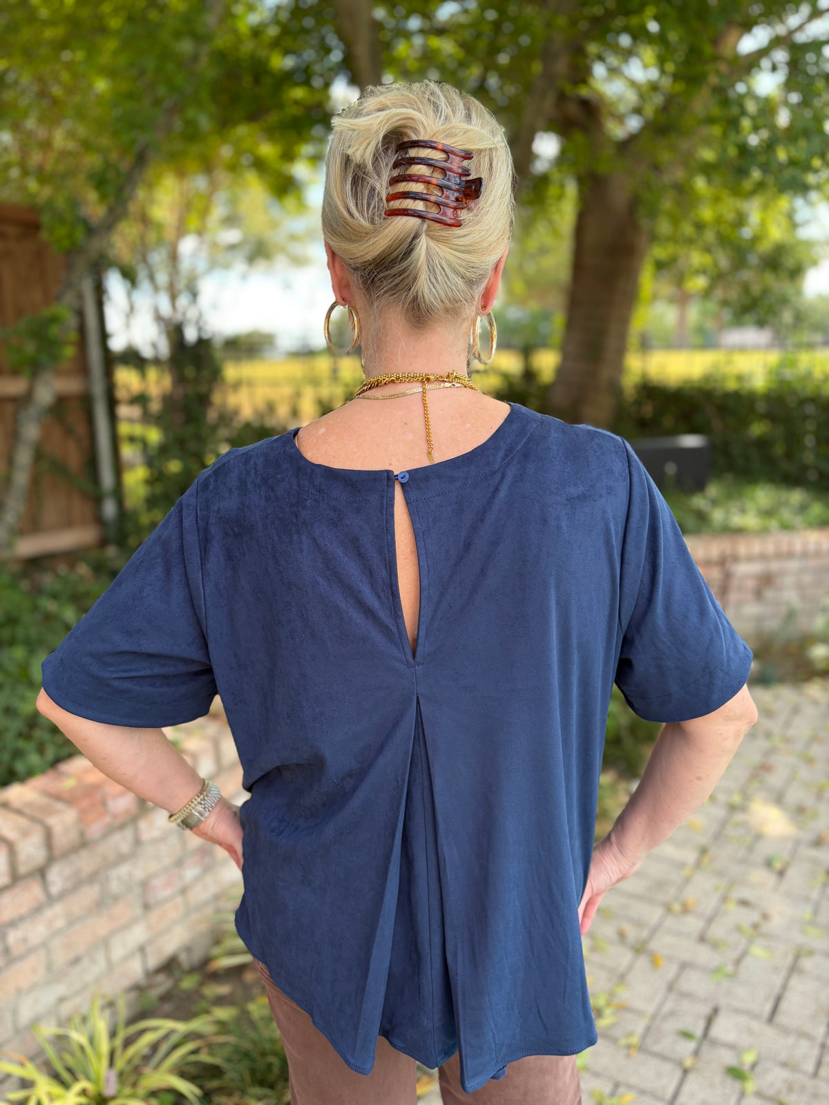 Sophisticated Navy Suede Top