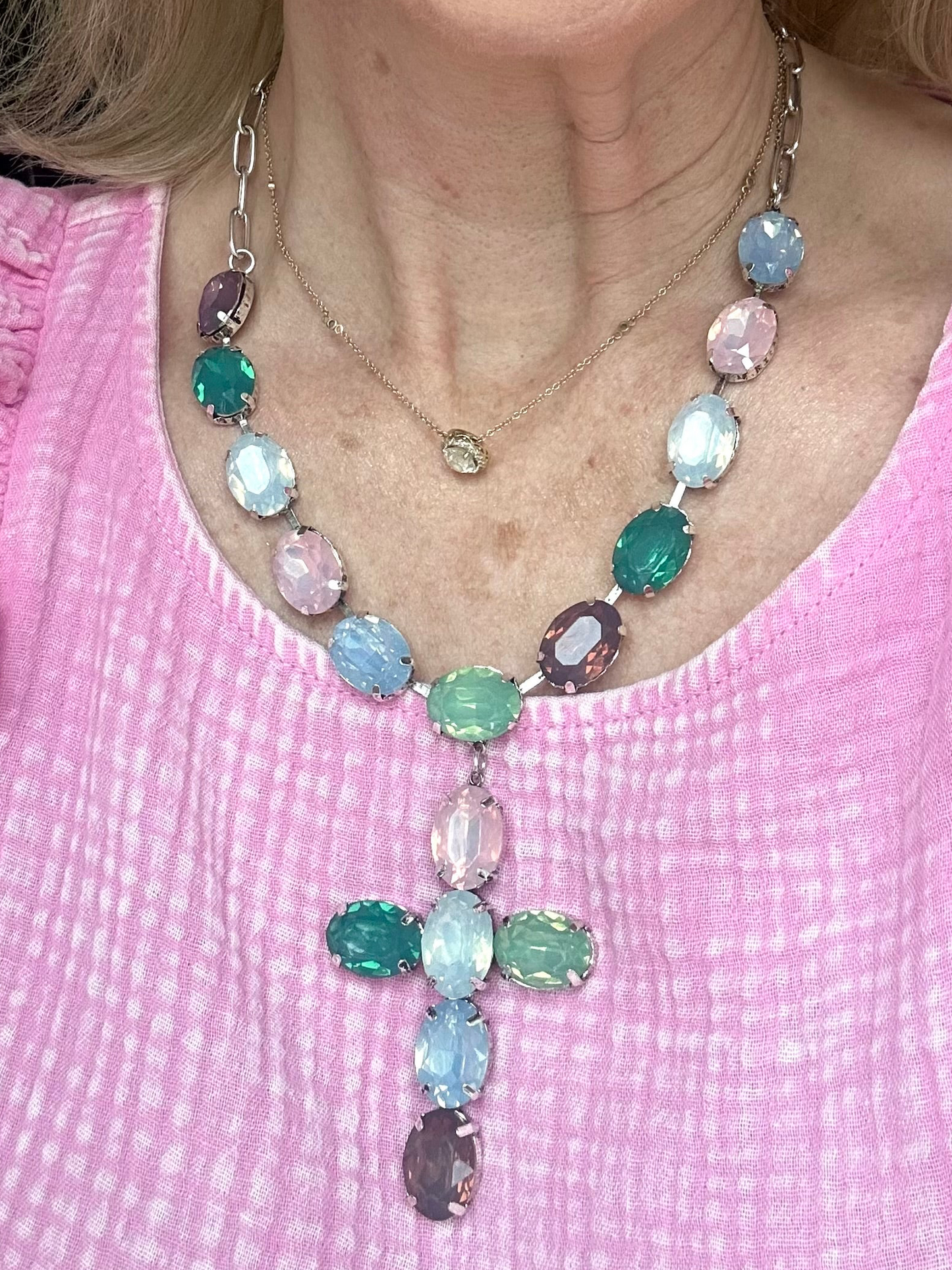 Blessed in Color Cross Necklace