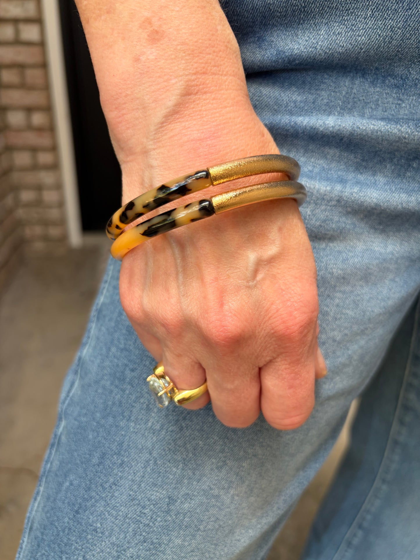 Gold and Leopard Bangle Set
