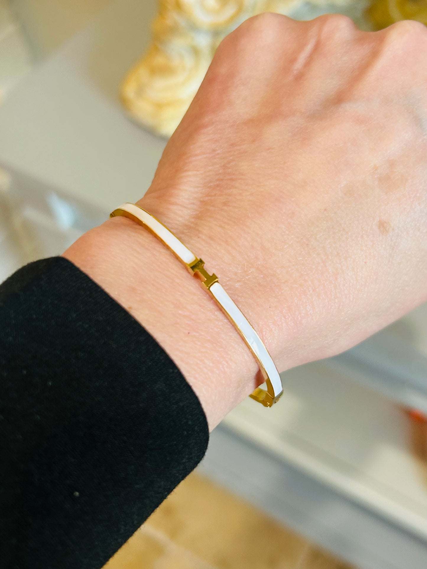 H Bangle Bracelet-White