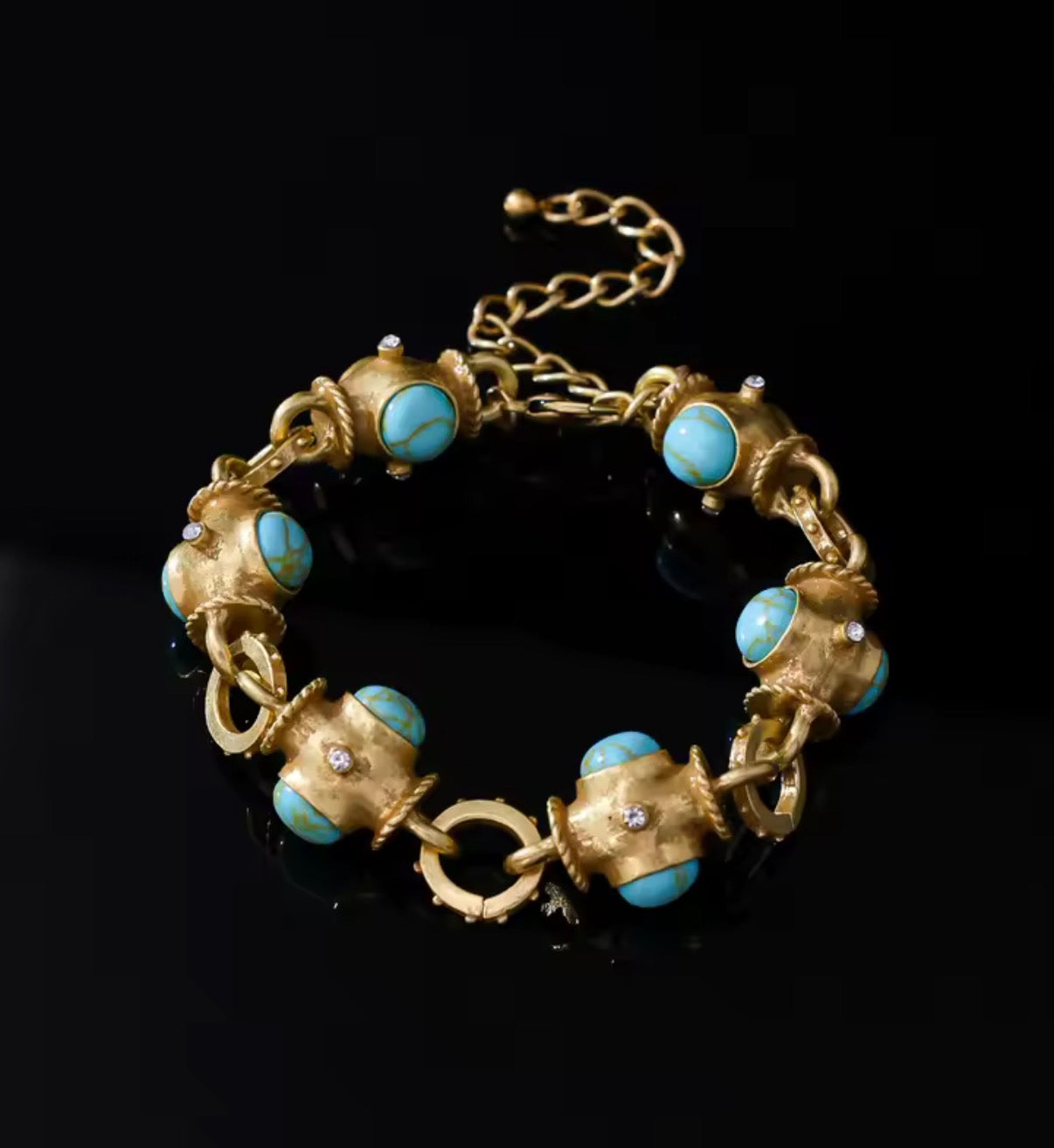 Vintage Style Turquoise Gold Bracelet