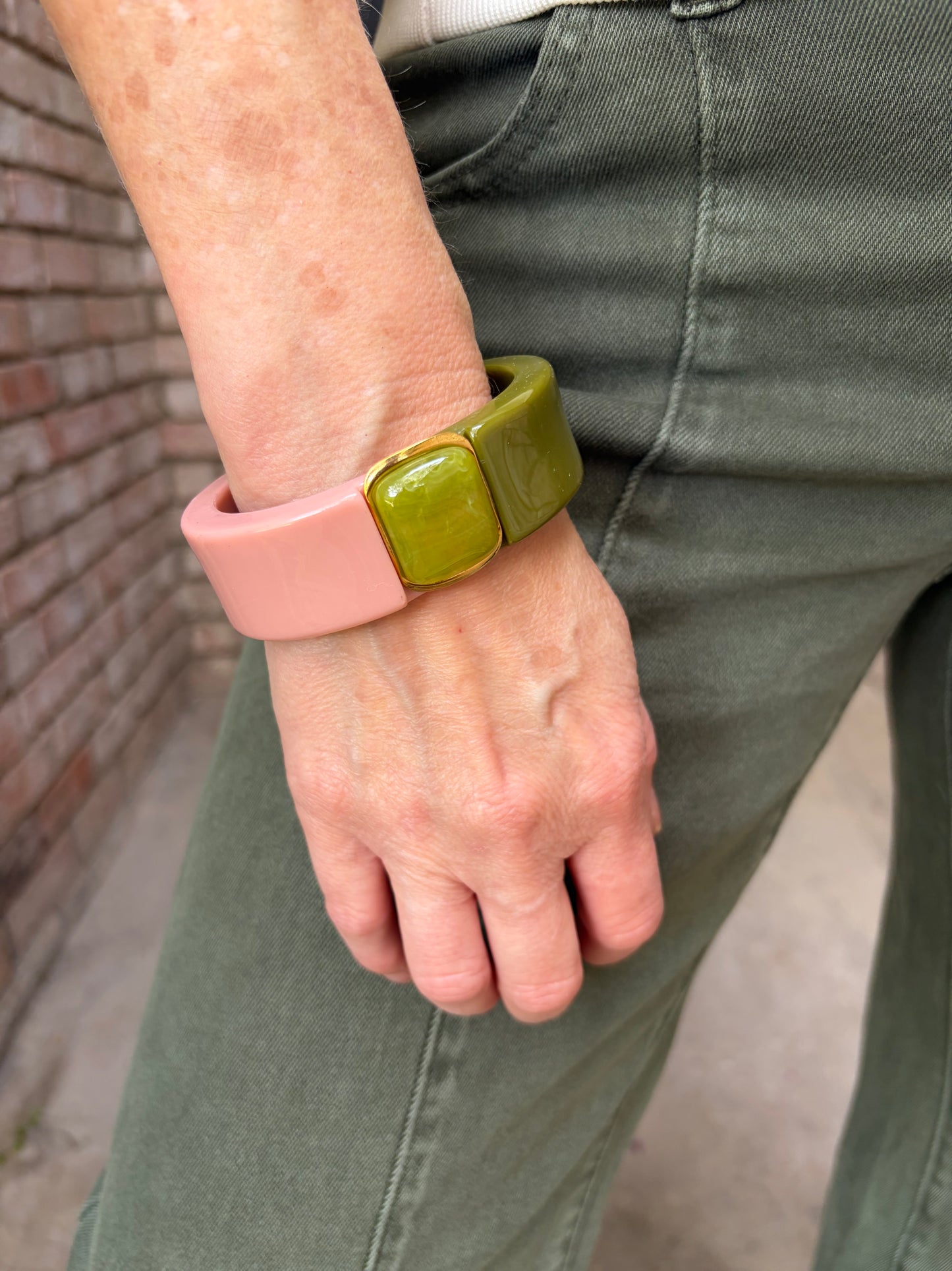 Pink & Green Acrylic Bangle
