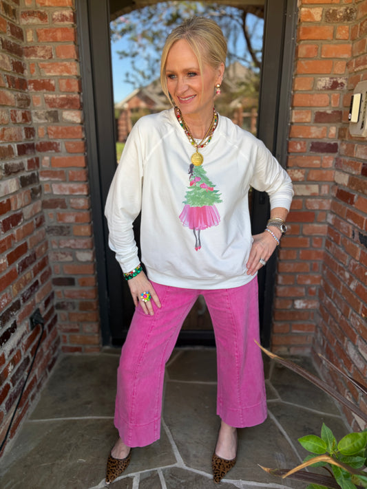 Pink Christmas Tree Girl SweatShirt