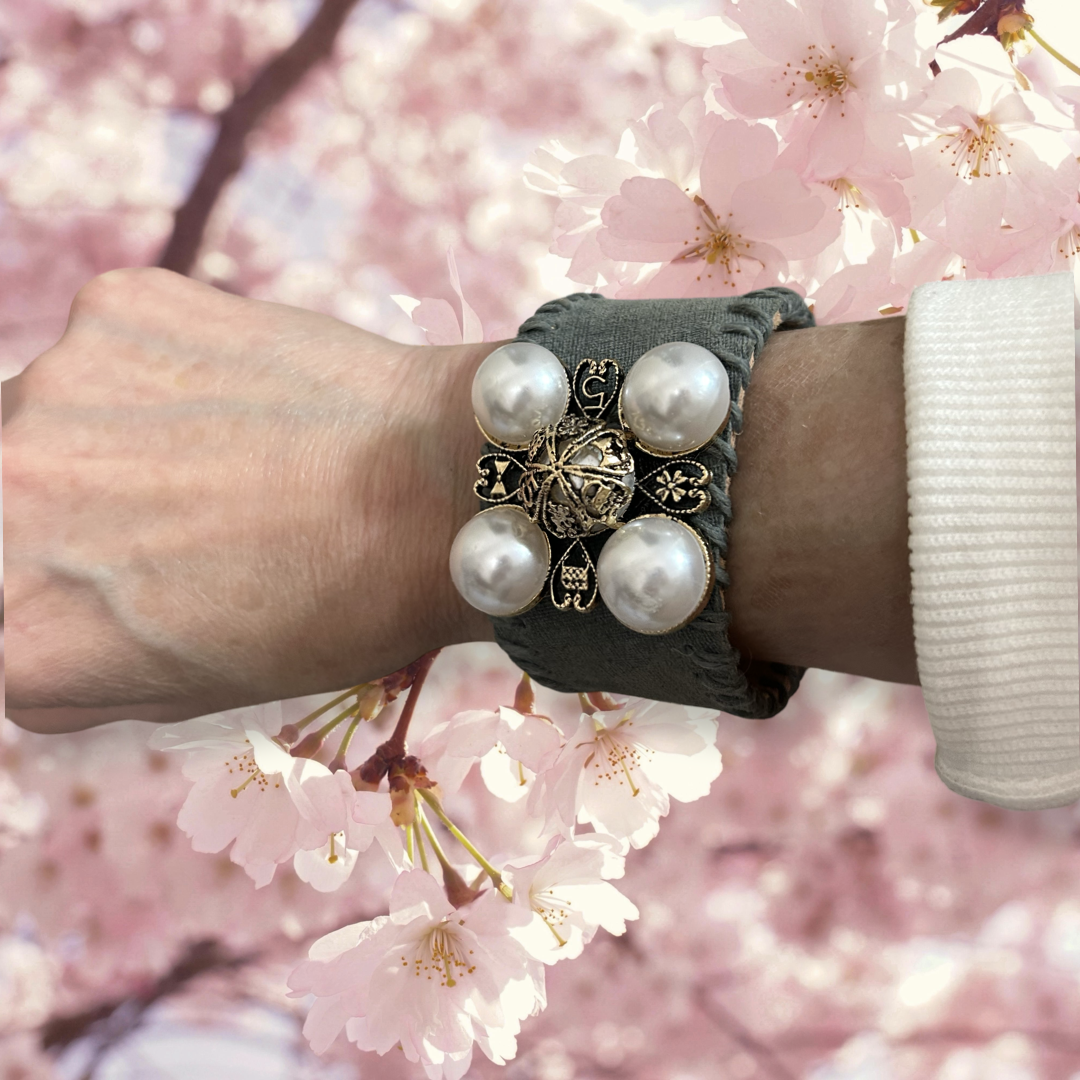 Chic Chambray Pearl Cuff