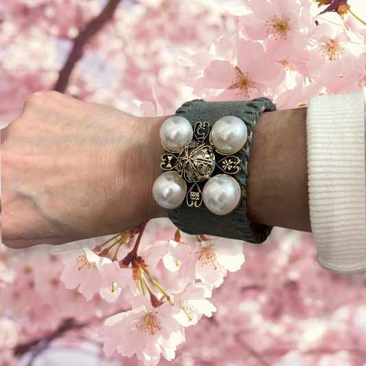 Chic Chambray Pearl Cuff