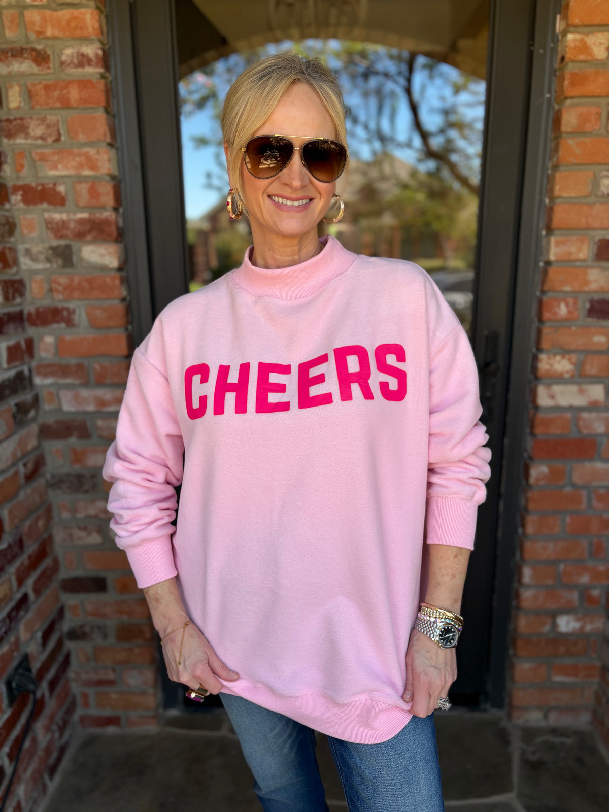 Pink Merry & Cheers Reversible Sweatshirt