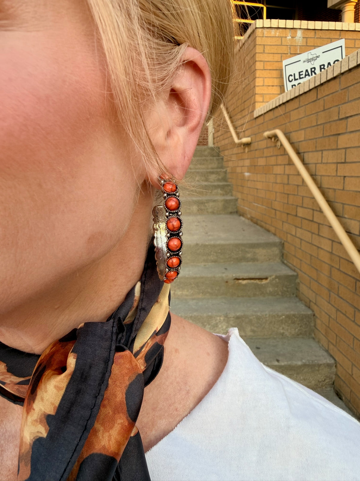 Spiced Amber Hoop Earrings