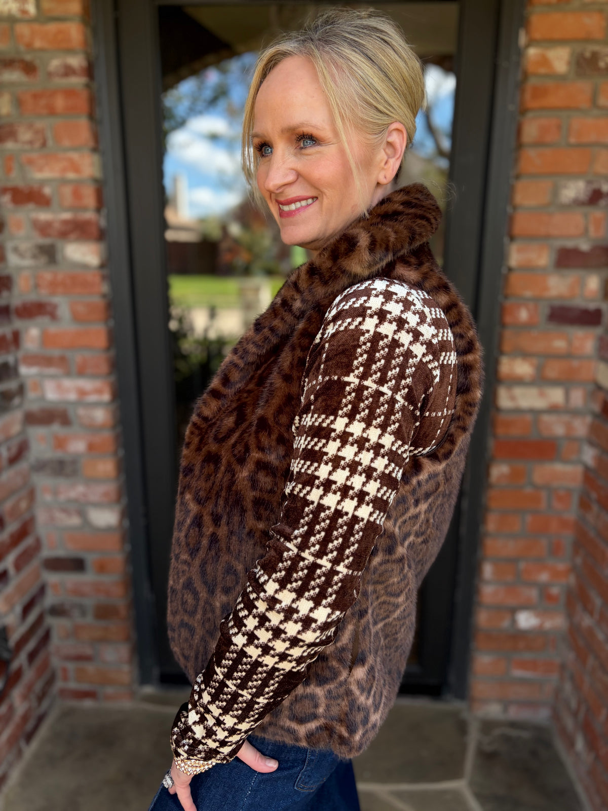 Haley Herringbone Mock Neck