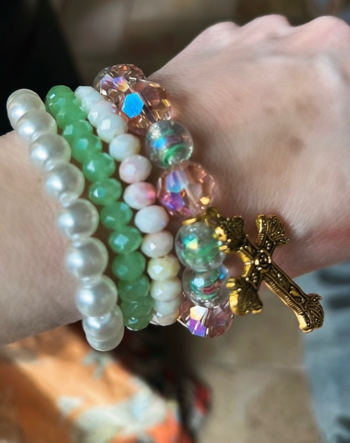 Spring Cross Bracelet Stack