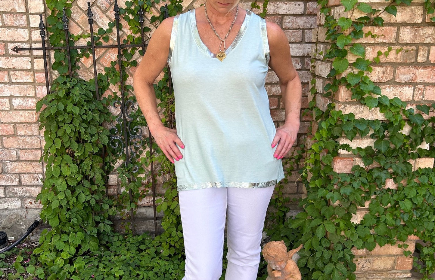 Isabella Italian Tank- Turquoise