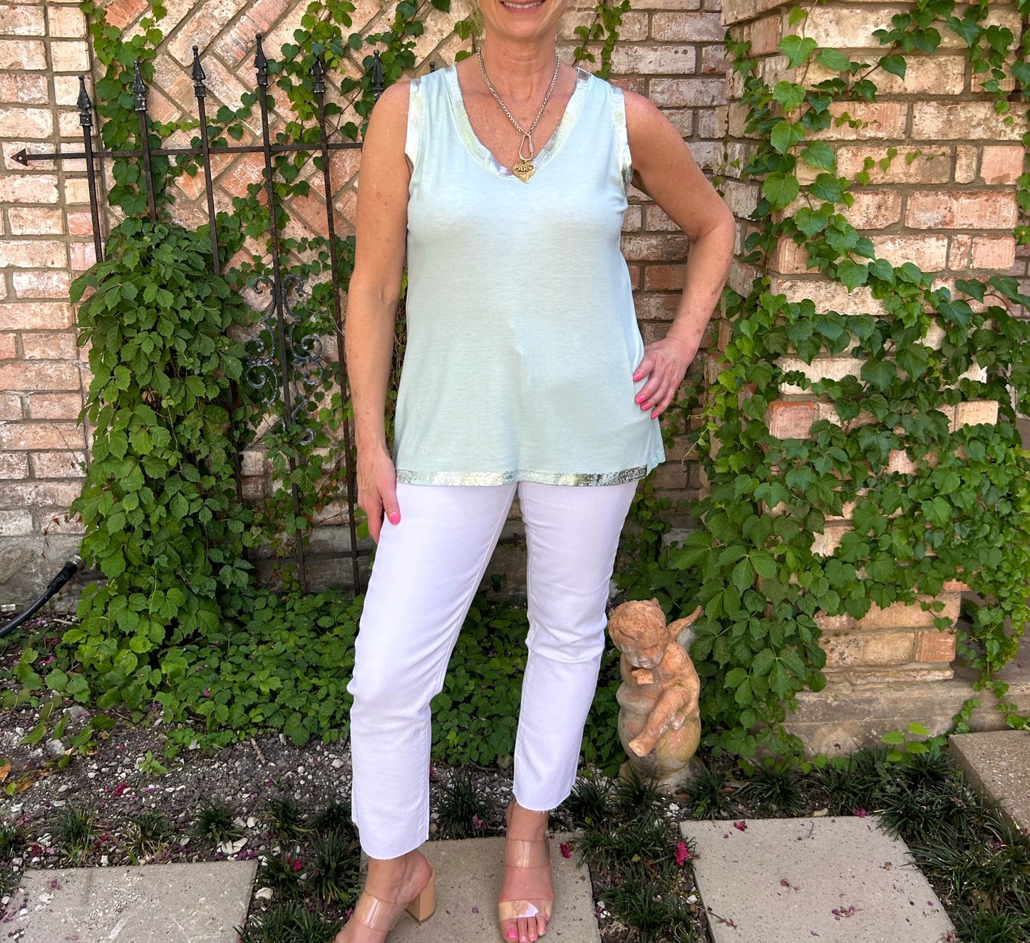 Isabella Italian Tank- Turquoise