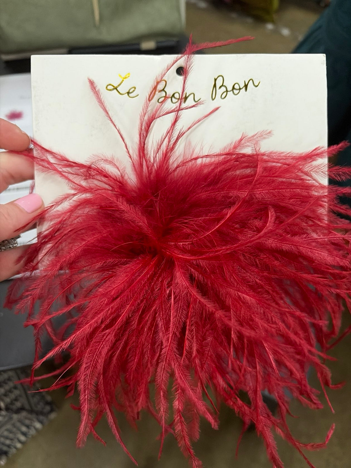 Ostrich Feather Poof- Scarlet