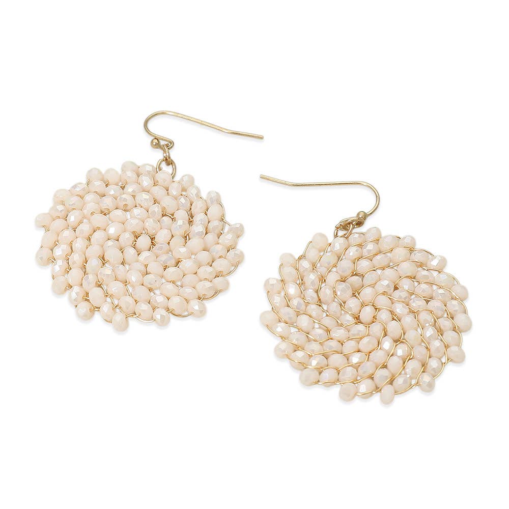 Beaded Dangle Earrings-Nude