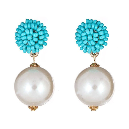 Queen Pearl Earrings-Turquoise