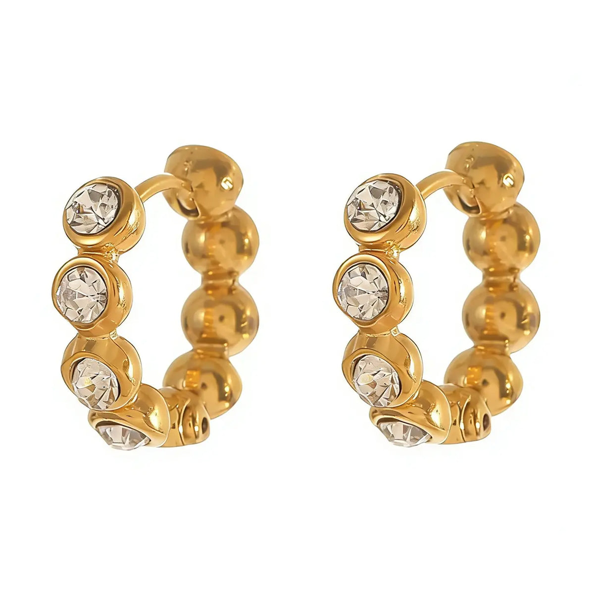 Beaded CZ Hoop Earrings