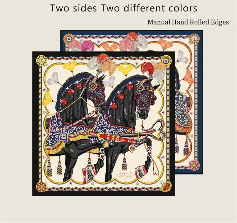 Black Two-Sided Equestrian Scarf