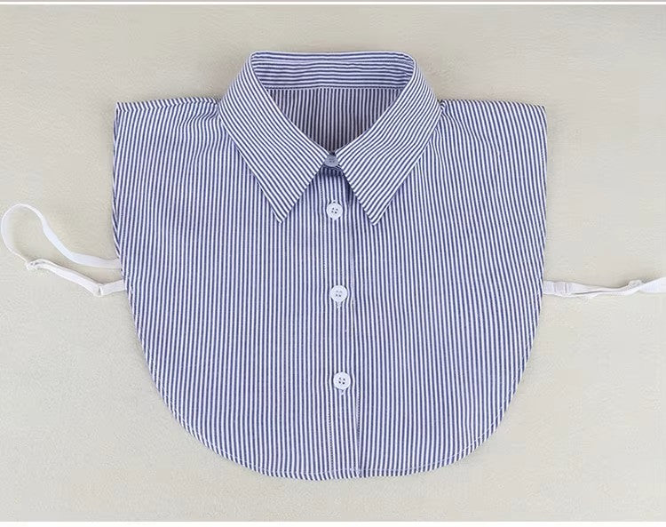 Blue and White Stripe Faux Collar