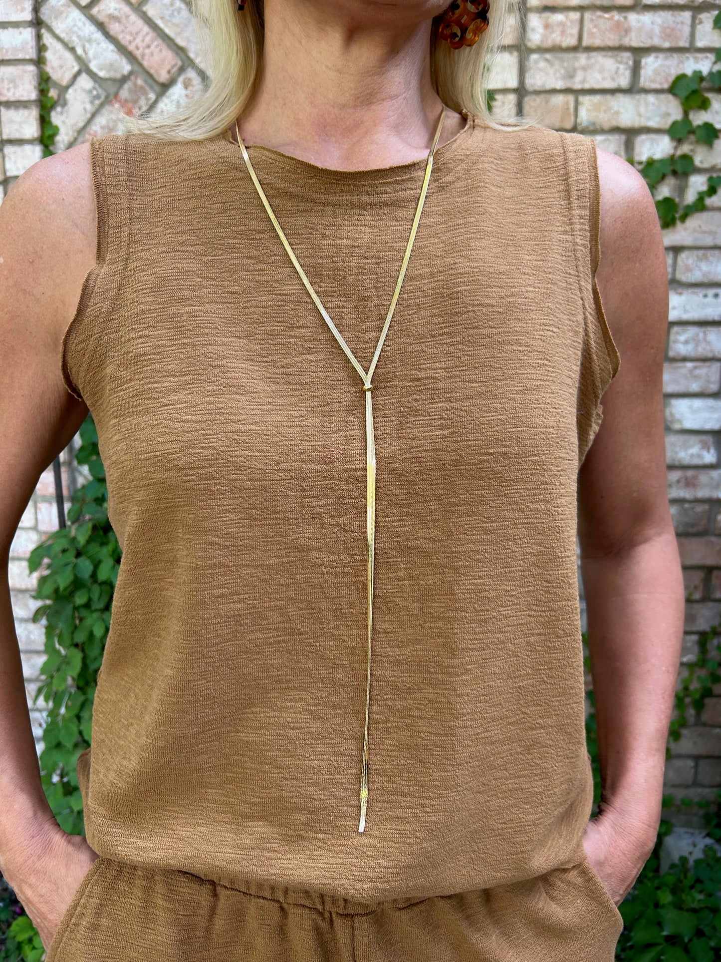 Herringbone Gold Bolo Necklace