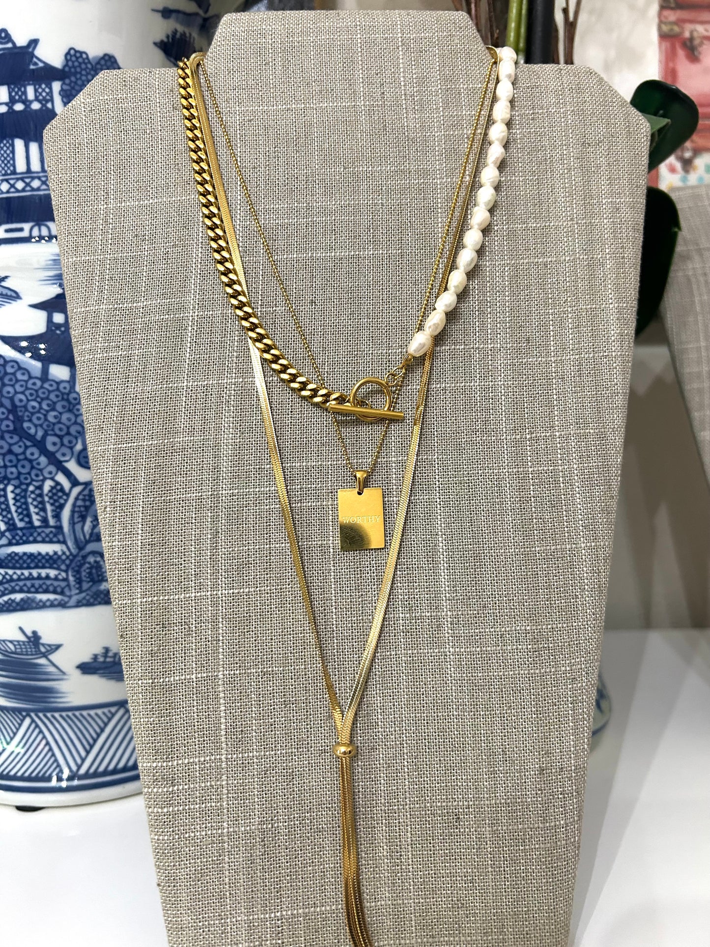Herringbone Gold Bolo Necklace