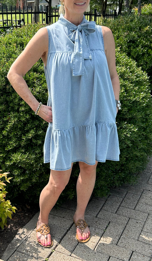 Blair Bow Chambray Dress