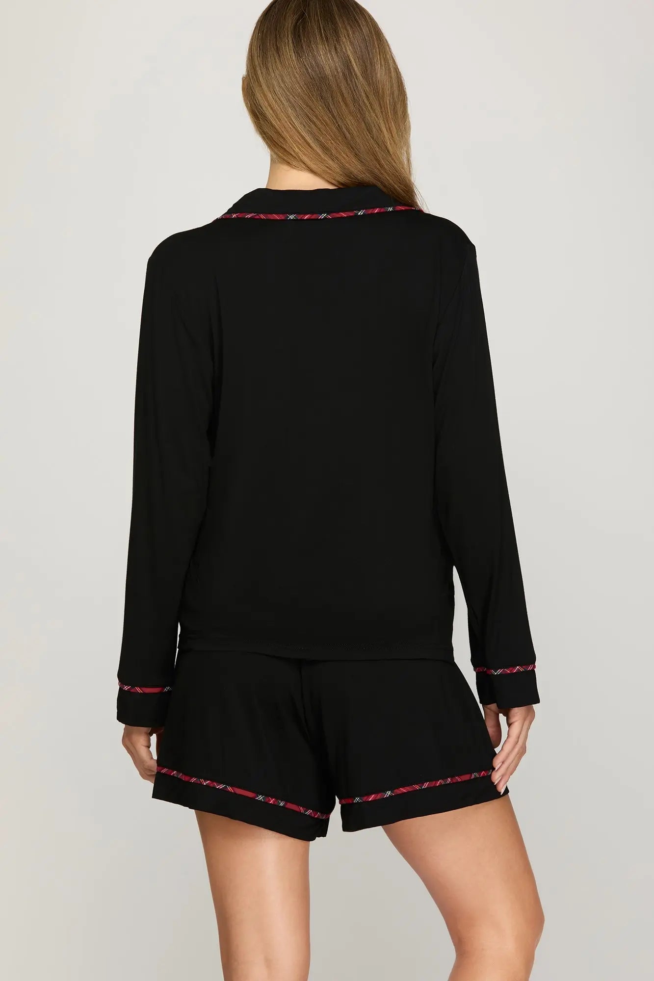 Black and Plaid Pajama Set