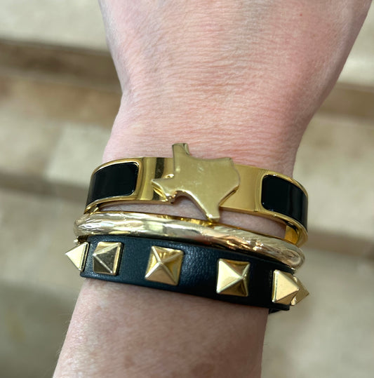 Gold Stud Bracelet- Black