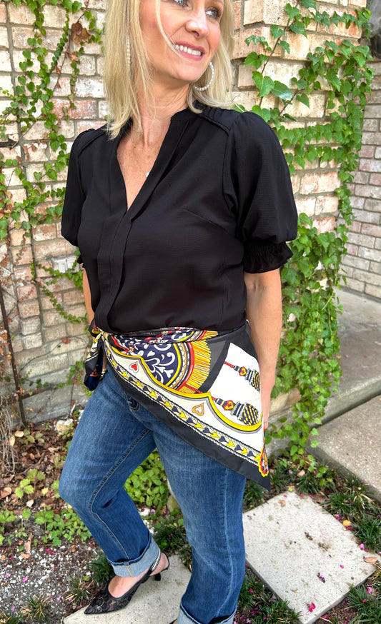 Black Two-Sided Equestrian Scarf