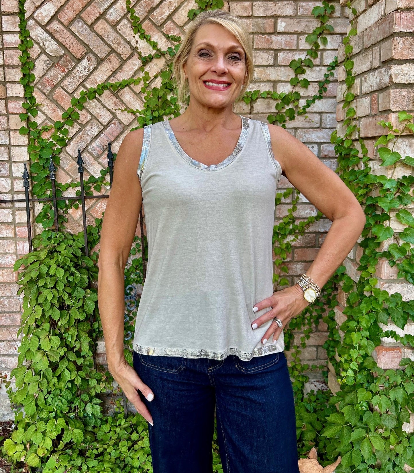Isabella Italian Tank- Taupe