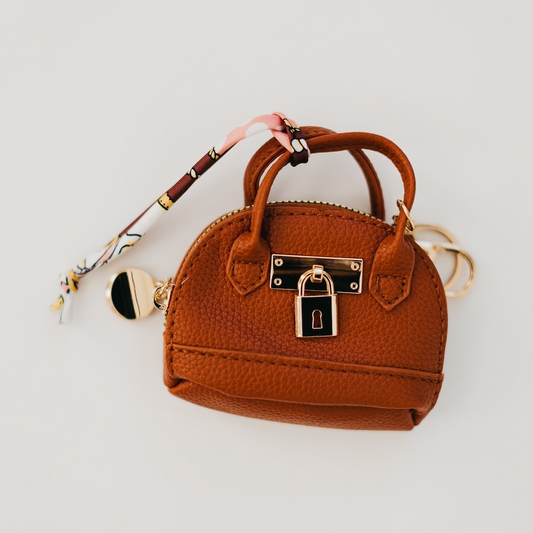 "It Girl Bag" Keychain/Bag Charm- Cognac