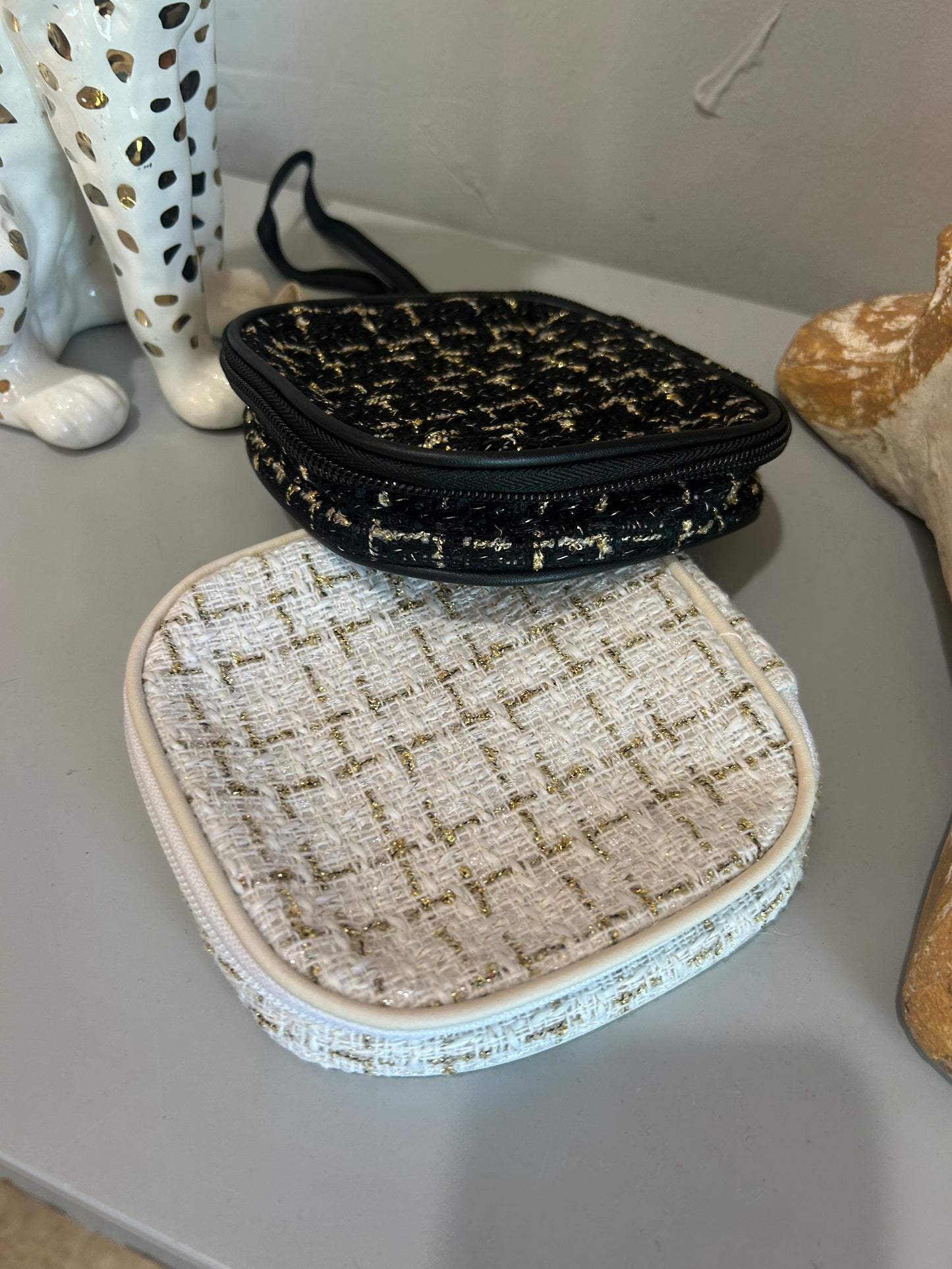 Black Tweed Make up Bag