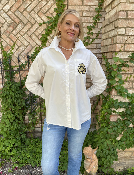 "The June" Bee White Blouse