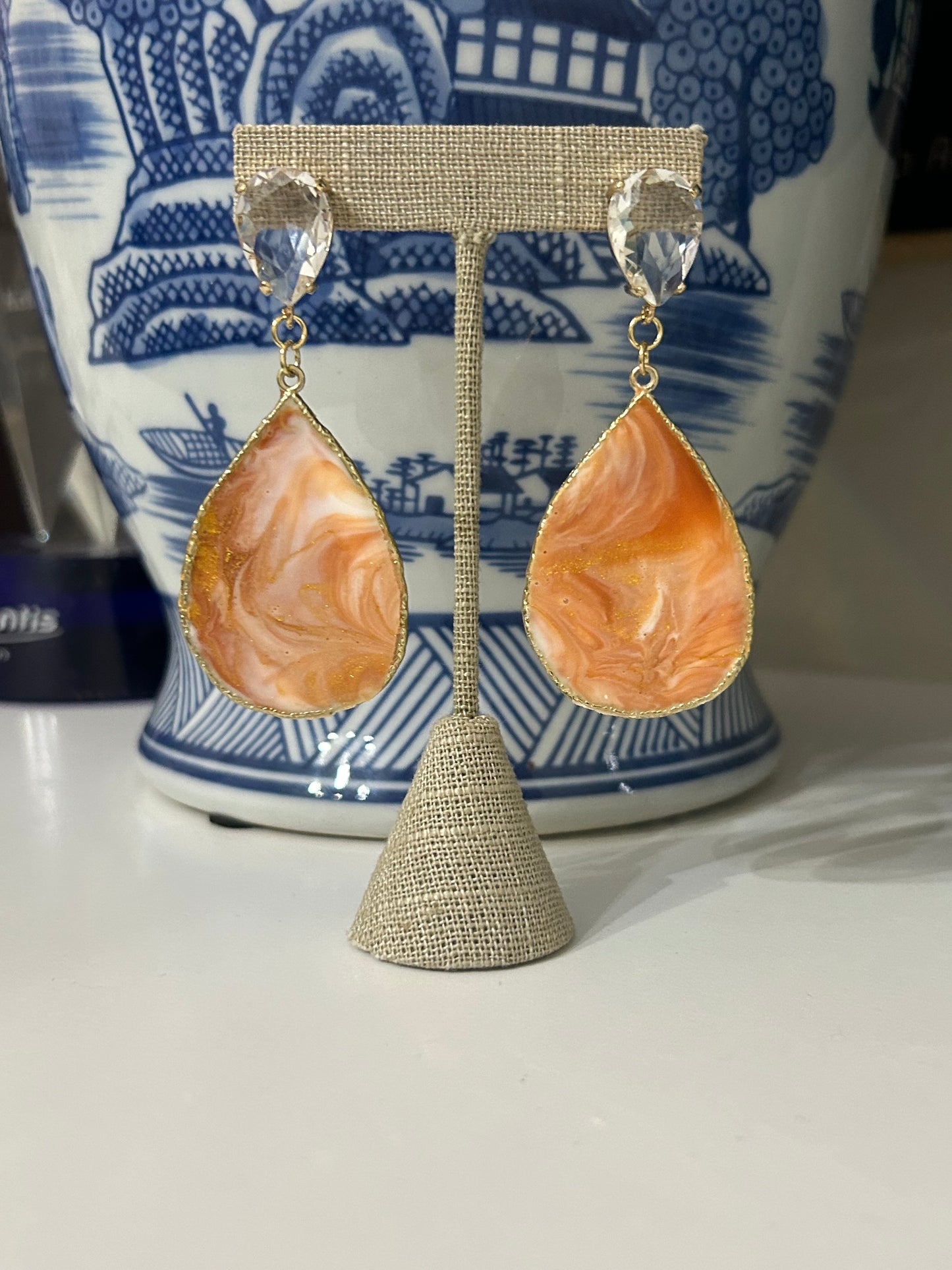 Burnt Orange Tear Drop Earring