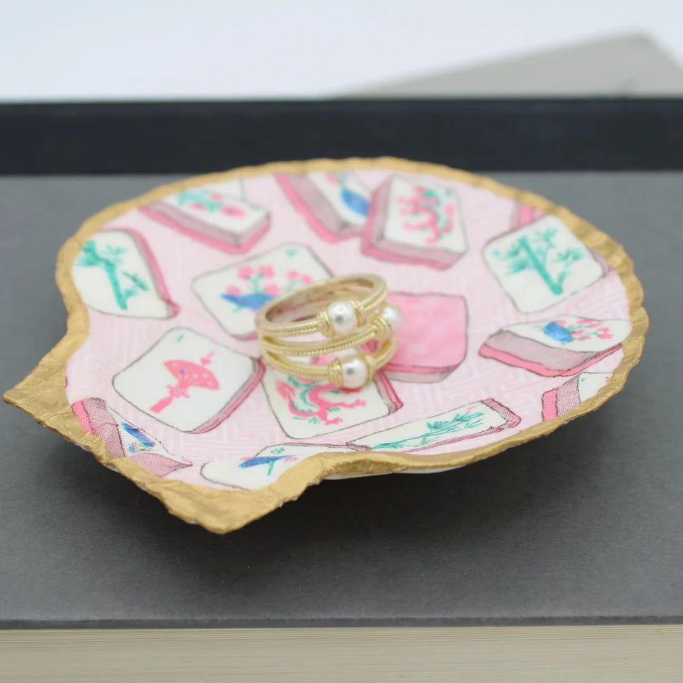 Pink Mahjong Shell Jewelry Dish