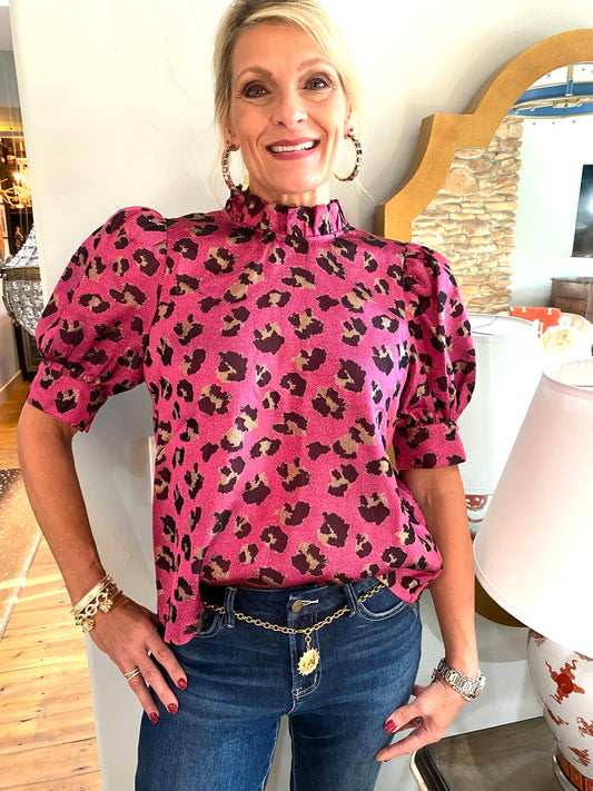 Merry Mauve Leopard Blouse