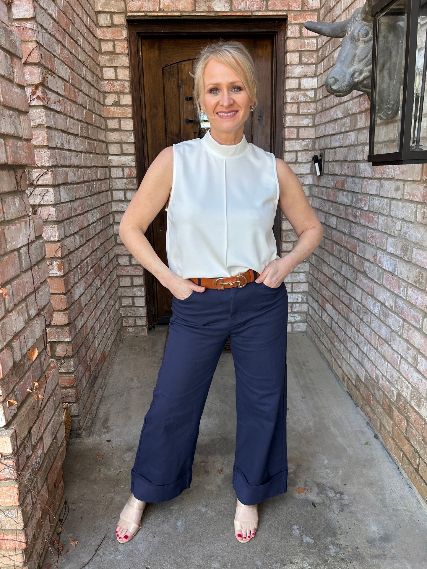 Classic Cuff Ankle Pant- Navy