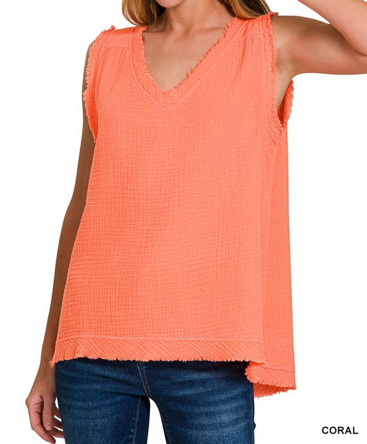 Darla Double Gauze V Neck Tank