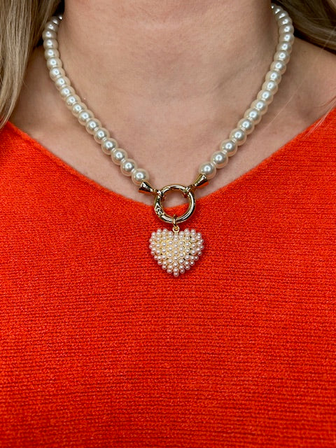 Pearl Heart Toggle Necklace