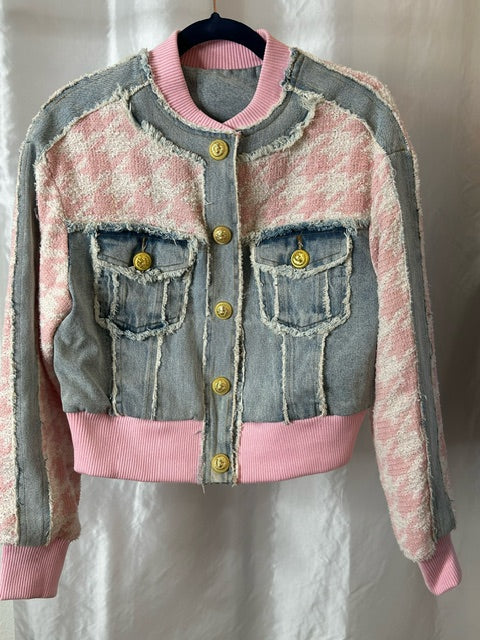 Pink and Denim Tweed Jacket/Blazer