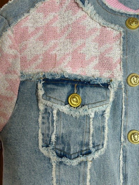 Pink and Denim Tweed Jacket/Blazer