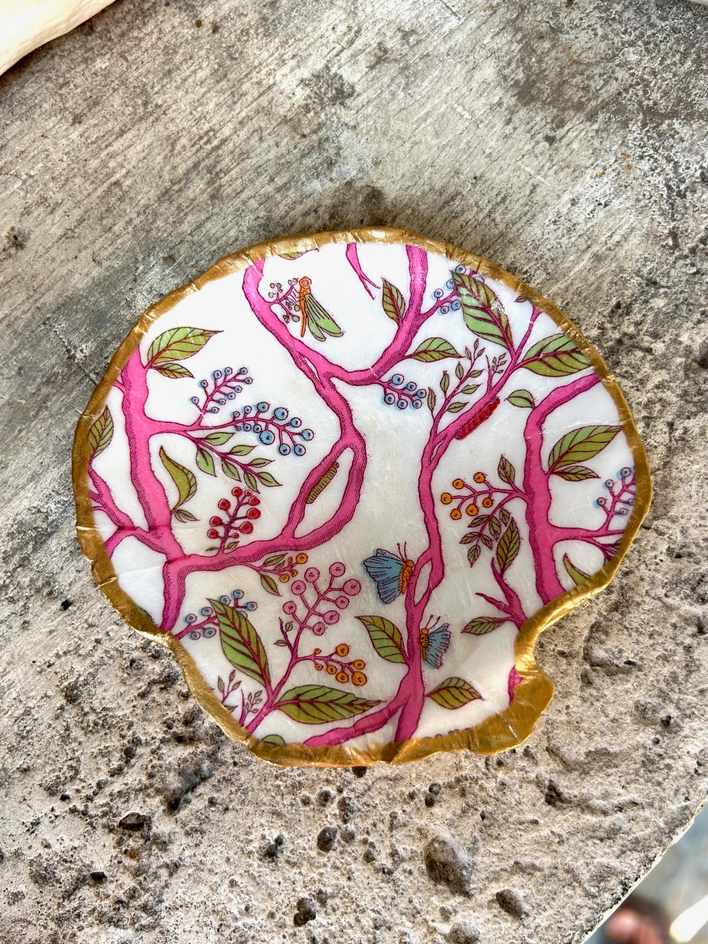 Blushing Butterfly Shell Jewelry Dish