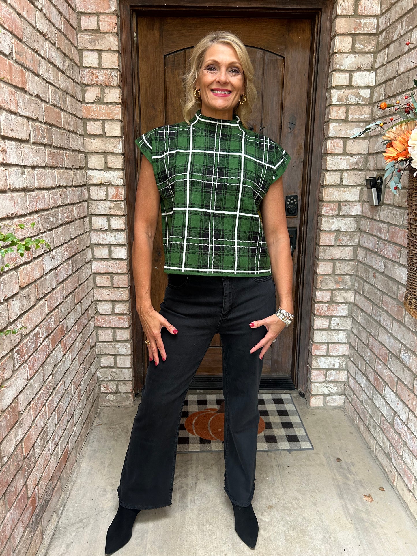 Evergreen Plaid Knit Vest